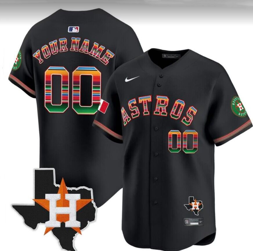 Men's Houston Astros ACTIVE PLAYER Custom Black Mexico Texas Patch Vapor Premier Limited Cool Base Stitched Baseball Jersey